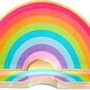 BLUE PANDA Rainbow Paper Plates & Napkins Party Set - Paper Dinnerware Assortment in Blue, Gold & White - Die-Cut Disposable Rainbow Birthday Decorations & Party Supplies