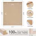 puthiac 12x16 Solid Oak Wood Picture Frame, Fits 8x12 with Mat or 12x16 Without Mat, Wall Display Only, Vertical or Horizontal, Plexi Front, 1 Pack, Natural Oak