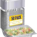 Small Aluminum Pans with Lids, 50 Pack Disposable Aluminum Loaf Pans 6x3.5x2 Inch, Thick Foil Pans Cookware for Baking Cakes, Bread, Meatloaf, Mini