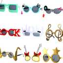 9 Pack Rock Music Funny Sunglasses Decor 80s 90s Retro Music Party Supplies Radio Star Retro Rock Glasses Photo Props Radio Star Party Novelty Glasses for Kids Adults Photo Props Hip Hop Theme Favors