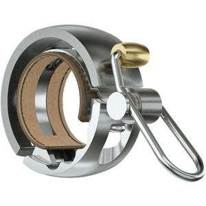 Knog Oi Luxe Bike Bell Sleek Low Profile Bicycle Bell for Adults, Durable Metal & Vegan Leather, Clear Tone, Easy Install for Flat Bars & Drop Bars (Small 22.2mm / Large 23.831.8mm)