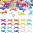 FASHEWELRY 50pcs Mini Clear Acrylic Bowknot Beads Transparent Colorful Bowknot Spacer Charm Pendants for Bracelet Necklace Earring Jewelry Making