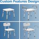 HOMLAND Shower Chair for Inside Shower with Arms and Back, 500 lbs Heavy Duty Shower Seat for Bathtub, Height Adjustable Safety Bath Seat for Elderly, Adults, Handicap and Disabled, White