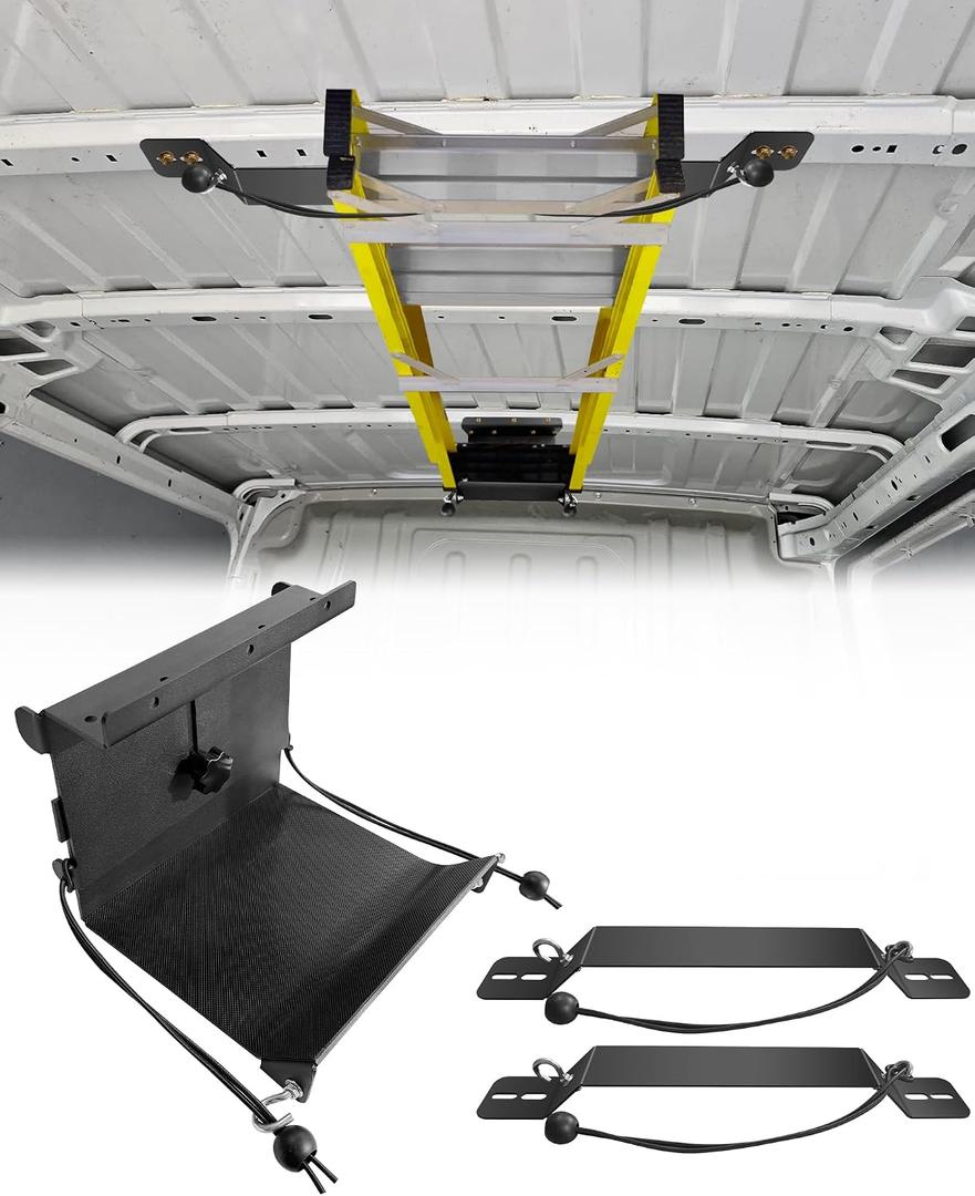 Universal Van Interior Ladder Storage Holder, Adjustable Internal Ladder Rack Fit for Van/Trailer/Truck Roof, Securely Stores Ladders in Vehicle, with Mounting Screws