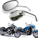 Motorcycle Chrome Rearview Side Mirrors Compatible with Kawasaki Suzuki Chopper Scooter 10MM