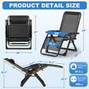 Slendor Zero Gravity Chair, Zero Gravity Lounge Chair with Upgraded Lock and Removable Cushion, Reclining Camping Chair with Cup Holder, Folding Recliner for Indoor and Outdoor, Black