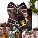 Civaner Extra Large Gingerbread Bow Christmas Tree Topper 16 x 22 Inches Christmas Velvet Bow for Wreath Xmas Tree Ornaments Decoration for Home Winter Holidays Indoor Outdoor Gift