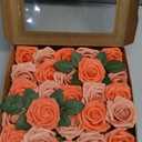 Ling's moment Artificial Flowers 25Pcs Deep Coral Roses Decor w/Stems,3" Real Touch DIY Foam Floral for Wedding Bouquet/Centerpieces, Outdoors Party Backdrop, Room/Table, and Garden/Pot Decorations (Pk- Coral & Peach Pearl)