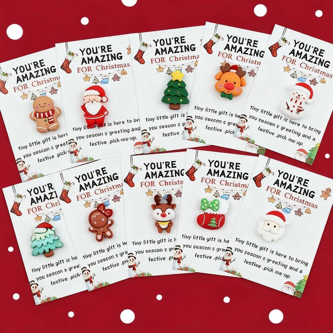 2 x Christmas Pocket Hugs with Cards, 10 Pcs Resin Emotional Support Gift Set for Coworker Staff Friends Holiday Appreciation
