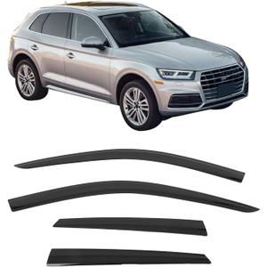 Fit 2018-2024 Audi Q5 & SQ5 Acrylic Tape on Low Profile Window Visors | IKON MOTORSPORTS, Not Fit Sportback Models, Smoke/Tinted, Rain Guards, Self-Adhesive, Side Window Wind Deflectors, 4PCS