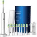 Sonic Electric Power Toothbrush for Adults & Kids,3 Deep Clean Modes IPX7 40000VPM Rechargeable Toothbrush with 8 Brush Heads, Travel Case, 2-Min Smart Timer, One Charge Last 60 Days (White)