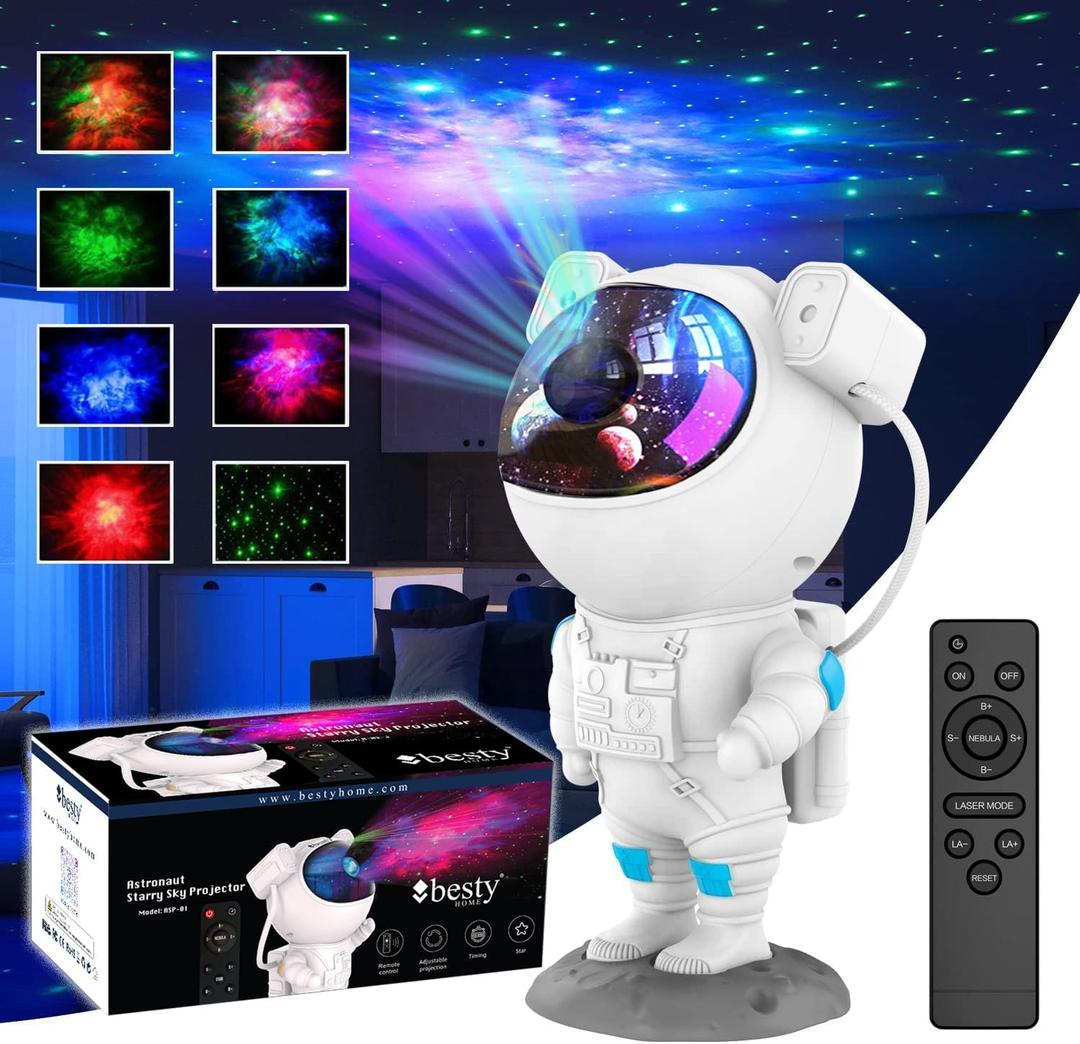 Original Night Light Astronaut Galaxy Star Projector, 30 Projection Modes 360 Night Lamp with Timer Remote, Dimmable Combinations Romantic Starry Sky Best Gift for Bedroom Living Room