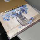 Blue Flower Pictures Wall Decor - Modern Floral Canvas Art Blossom in Vase Artwork Print for Living Room Bathroom 24x24 Inch