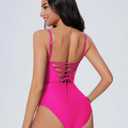SUUKSESS Women One Piece Tummy Control Swimsuit Crisscross Backless Bathing Suit (Pink, S)