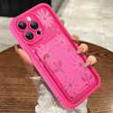 MOWIME Compatible with iPhone 14 Pro Max Case with Card Holder, Daisy Floral Shockproof Soft TPU Protective Cover Women Girls, Anti Scratch Wallet Case for iPhone 14 Pro Max 6.7 Inch, Hot Pink