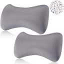 Thyle 2 Pack Bead Neck Pillow Small Bone Shape Neck Support Cushion for Bed Sofa Travel Soft Pillow for Home Sleeping Headrest and Lumbar Support(Grey)