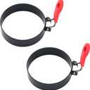 3.5" Egg Rings Set of 2 with Silicone Handle, Round Mold for English Muffins,Pancake Mold for Indoor Camping Breakfast Sandwiches Egg Mcmuffins