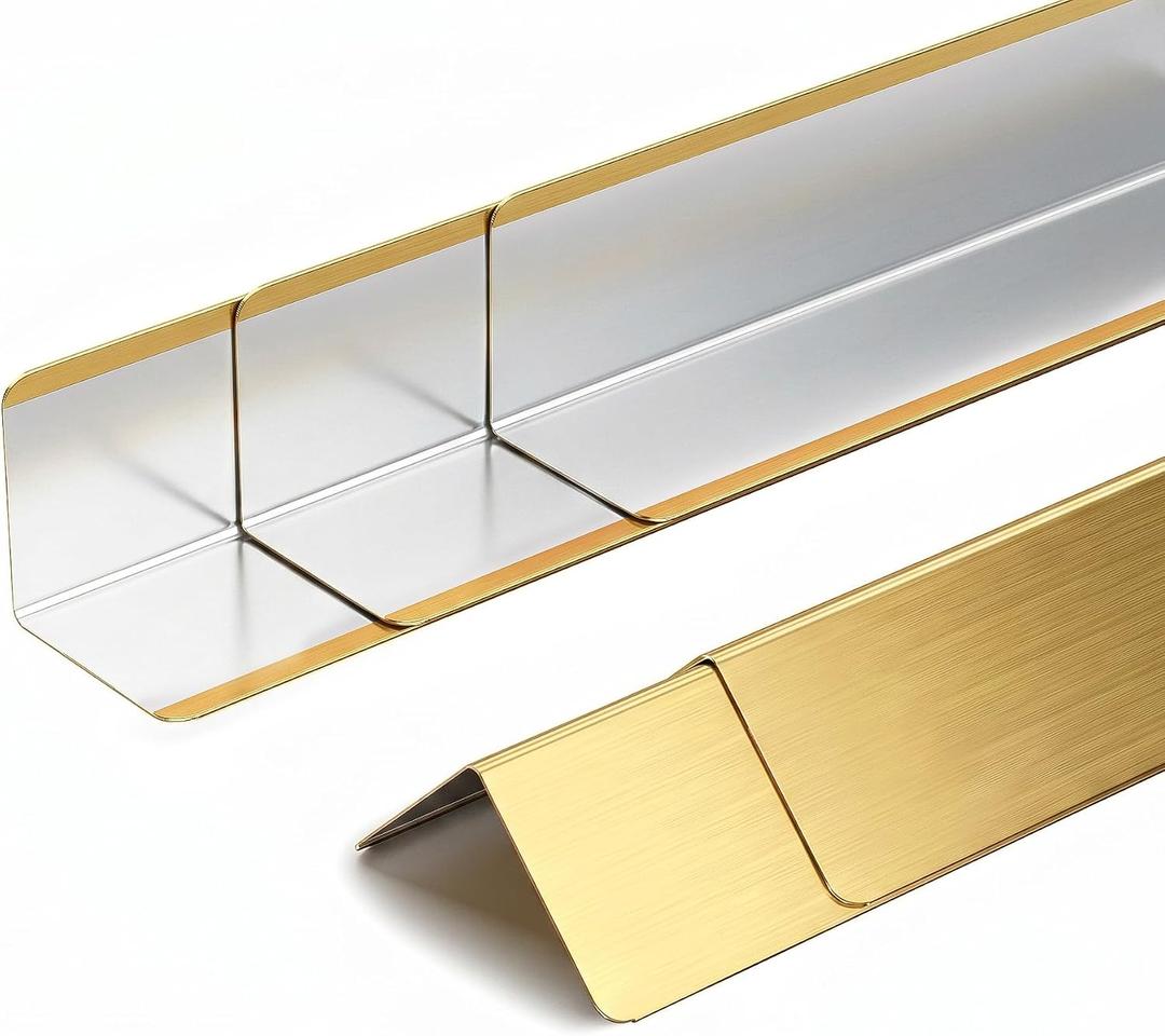 2x2x48 Inch 304 Stainless Steel Wall Corner Guards (5-Pack) Heavy Duty Rounded Corner Protector, Smooth Folded Edge Design for Wall Protection Golden Stainless Steel Slab