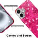 KANGHAR Case for iPhone 15 Plus Leopard Printed Pattern Cute Cheetah Phone Case Clear Bumper Hard Back Shockproof Protective Diamond Glittter Camera Lens Cover for iPhone 15 Plus Hot Pink