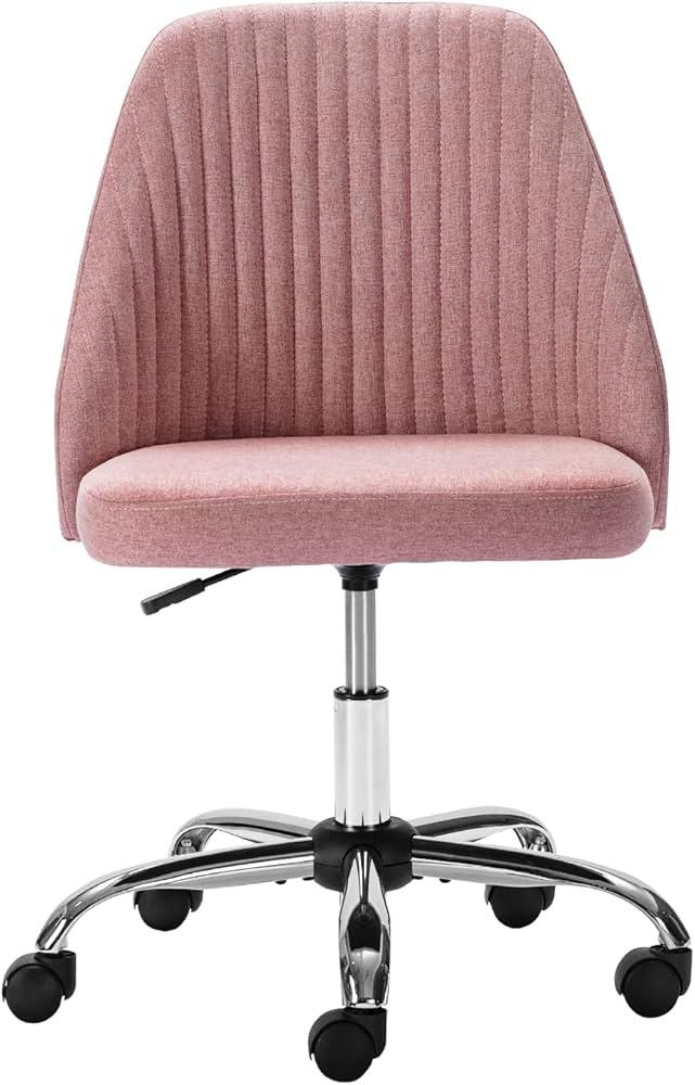 Home Office Chair, Mid-Back Armless Twill Fabric Adjustable Swivel Task Chair for Small Space, Living Room, Make-up, Studying