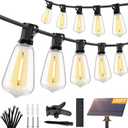 Brightever 100FT Solar String Lights Outdoor Waterproof with Remote, 36+2 Shatterproof ST38 LED Bulbs, Dimmable Patio Lights Solar Powered, 3 Lighting Modes Solar Lights for Backyard, Garden, Deck