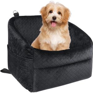 Dog Car Seat for Small/Medium Dogs, Upgrade Dog Booster Seat,Detachable and Washable Pet Car Seats with Thick Cushion Safety Leash and Storage Pockets(Black)
