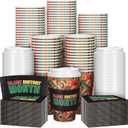 100 Sets Black History Month Disposable Coffee Cups with Lids and Sleeves Paper 12oz Coffee Travel Drinking Cups for Black History Month Party Supplies