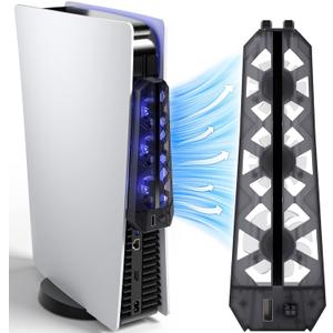 Anspect PS5 Cooling Fan, PS5 Accessories with High Efficiency Cooling Fans(7000RPM), Air Balance Blade, USB3.0 Hubs, Compatible with PlayStation 5 Console Digital/CD Version(Not for PS5 Slim/Pro)