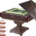 usamjtable Automatic Mahjong Table 36mm American Mahjong Numbered Tiles Foldable Style with 2 Sets of Tiles + 4 Racks Built-in Hard Table Cover