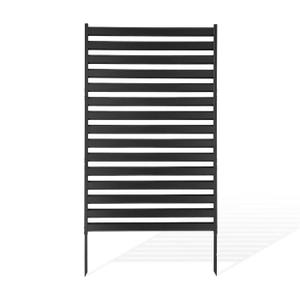 VEVOR Metal Privacy Screen, 38" W x 60" H Freestanding Modern Privacy Fence, Garden Divider Panel with Extended Ground Stakes & Panel Height Adjustable, Freestanding Outdoor Divider for Garden, Indoor (Black)