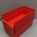 Akro-Mils 30130 Plastic Shelf Bins, Heavy Duty Storage Bins for Garage, Closet, and Drawer Organization, 12" x 6-1/2" x 4", Red, 12-Pack