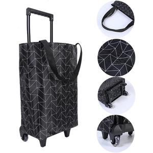 Small Collapsible Shopping Cart,Shopping Cart with Wheels,Folding Portable Bag,Waterproof Rolling Bag,Trolley Tote Stair Climbing for Traveling,Gift for Women,Older (Black)