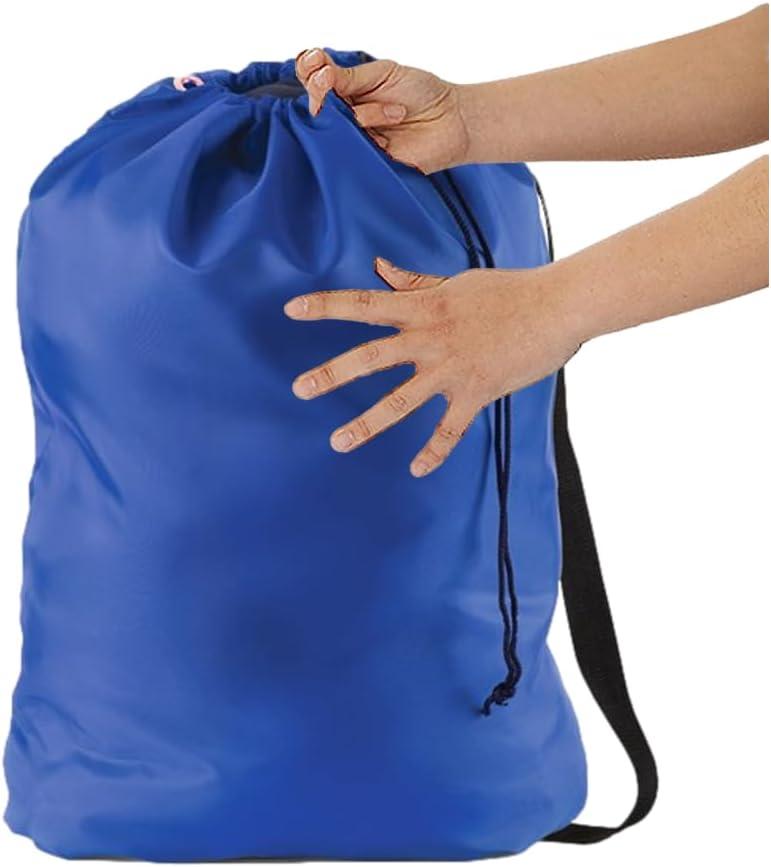 Summer Camp Laundry Bag, Heavy Duty w/Shoulder Strap, 22" x 28", Child Size, Small for Cruise, Water Resistant, Holds 2 Loads or 35 lbs, Dorm, Store Blankets, Yarn, Fabric & Clothes (ROYAL BLUE)
