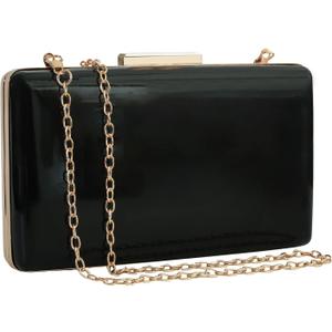 Women Evening Clutch Purses Patent Leather Clutches Formal Party Wedding Cocktail Prom Purse Handbags (Black)