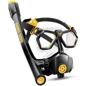 Full Face Snorkel Mask for Adults Teen, Snorkel Mask with Ear Equalization, Quick Release Anti-Leak and Anti-Fog with Mesh Bag for Snorkeling, Lightweight Diving Mask, Swimming, One Size