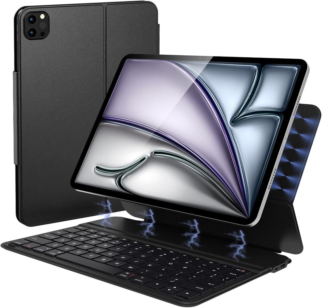 Qulose Keyboard Case for iPad Air 11 inch (M3 2025/ M2 2024), Magnetic Bluetooth Keyboard for 10.9" iPad Air 5th 4th and iPad Pro 11" 1st/ 2nd/ 3rd/ 4th, Rechargeable Folio with Adjustable Stand