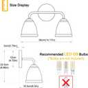Daunton Vintage Brass Vanity Light, 2-Light Bathroom Lighting Fixtures Over Mirror, Elegant Vanity Lighting for Bathroom with Clear Glass Shade, Gold Wall Sconce Lighting for Bedroom, Living Room