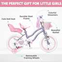 Glerc Petal 14 Inch Girls Bike for Ages 3-5 Years, Kids Bike with Training Wheels, Basket & Streamers, Princess Style Kids Bicycle, Toddler Bike Birthday Gift for Girl