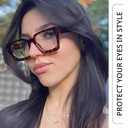 livho Oversized 99% Blue Light Glasses for Woman - Rectangle Fashion Glasses for Computer, Chic Preppy Frame - Anti Eyestrain (*Coco Tortoise)