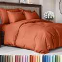 Duvet Cover Queen Size Set - Extra Soft Queen Duvet Cover 90" x 90" with 2 Pillow Shams - Hotel Luxury, Easy Care & Fade Free w/ Zipper Closures & Ties - All Season, Comfy & Breathable (Terracotta)