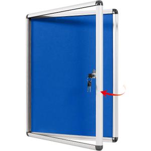 SWANCROWN Pins Bulletin Board Enclosed Wall-Mounted Secure Display Board for Notice Message with Door and Keys,38x28inches(9xA4) (Blue Felt)