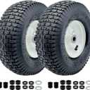 2-Pack 13x5.00-6 Front Tire and Wheel Assembly For Riding Lawnmower with 3"-6"Centered Hub,3/4'' or 5/8''Sintered iron Bushing.Turf Tread. (13 x 5.00-6 Tube Type,Turf Tread)