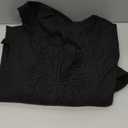 LOMON Womens 3/4 Sleeve Tops Cotton Linen Shirts V Neck Lace Casual Loose Fit Blouses Boho Fashion (Black)