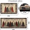 Christmas Kitchen Rugs Set of 2, Christmas Rugs for Kitchen, Buffalo Plaid Xmas Tree Merry Christmas Kitchen Mats, Winter Home Decor Low-Profile Kitchen Rugs, 16x24 and 16x47 Inch