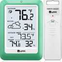 Indoor Outdoor Thermometer Wireless, Temperature Humidity Monitor Battery Powered Inside Outside Thermometers with 330ft Range Remote Sensor(Green)