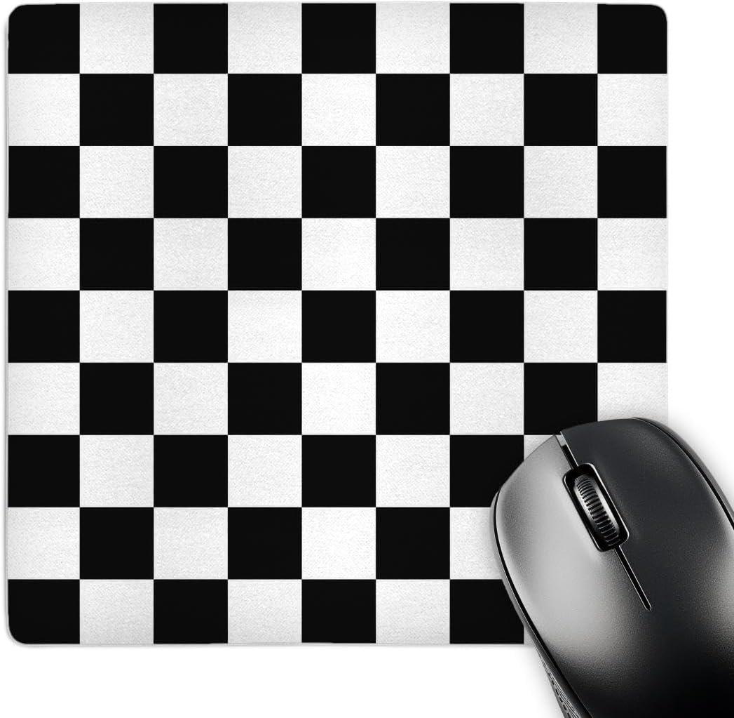 3dRose 8 x 8 x 0.25 Inches Black and White Pattern Checkered Checked Squares Chess Checkerboard or Racing Car Race Flag Mouse Pad (mp_154527_1)
