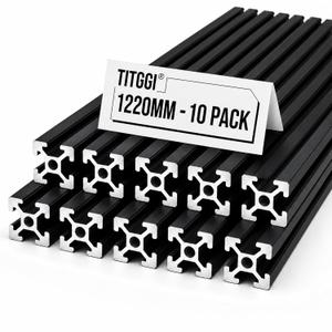 10PCS 48inch(1220mm) T Slot 2020 Aluminum Extrusion Profile for 3D Printer and CNC DIY, High-Strength European Standard Extruded Aluminum Linear Rail Guide, Anodizing Technology(Black)