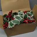 Juegoal Christmas Garland, 9FT Pre-lit Red Berries & Holly Leaves Garlands, Artificial Lighted Berry Garland Battery Operated with Timer, Indoor Outdoor Xmas Fireplace Gate Home Winter New Year Decor