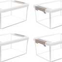 Citylife 4 Packs Small Storage Bins with Lids 3.2 QT Plastic Storage Containers for Organizing Stackable Clear Storage Boxes