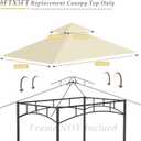 Grill Gazebo Replacement Top, 5 * 8 Outdoor BBQ Top Cover, Double Layer BBQ Gazebo Top Canopy for Model #L-GG001PST-F(Beige)